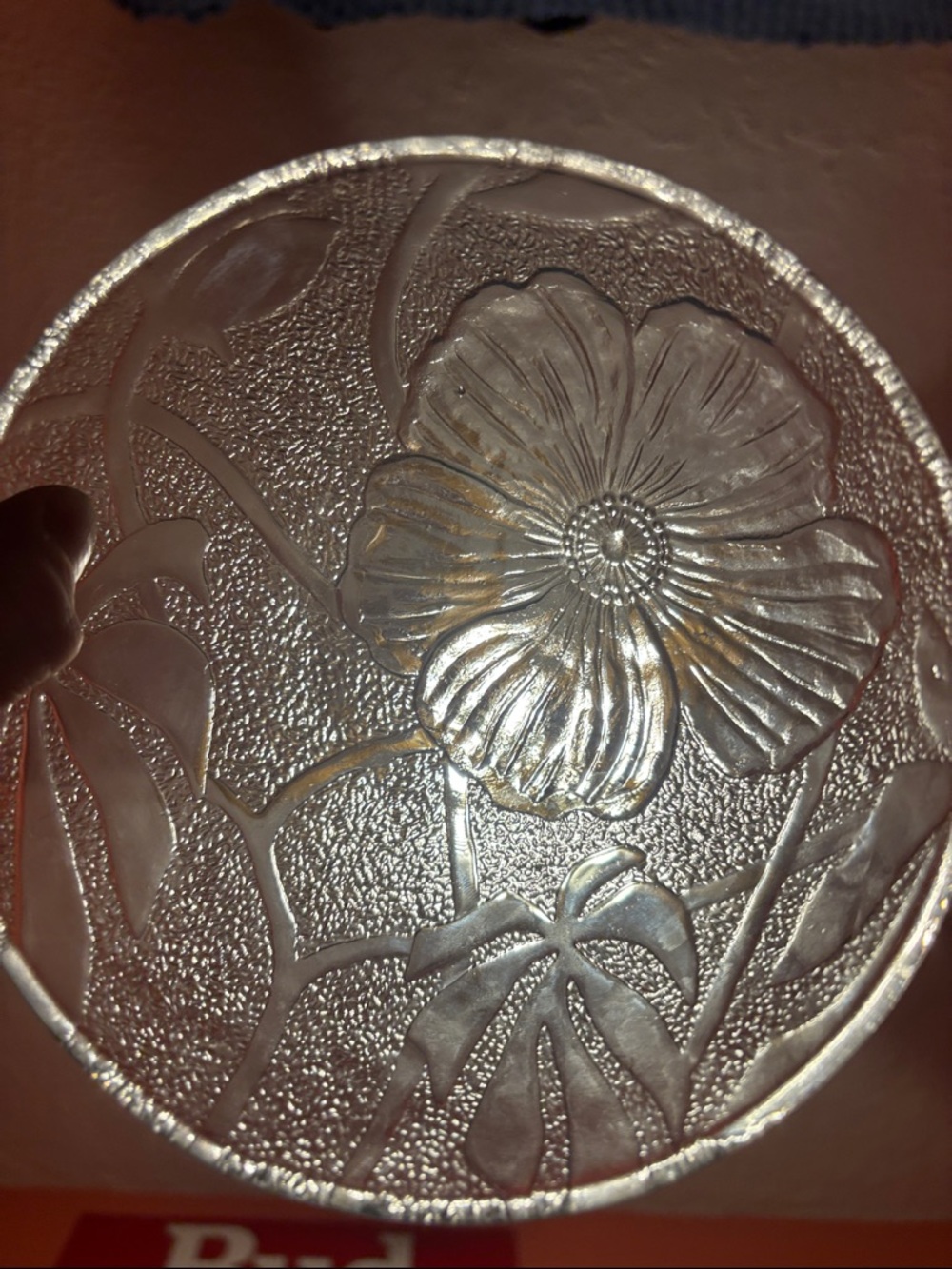 70s Vintage KIG Indonesia Hibiscus Glass Plate  x6